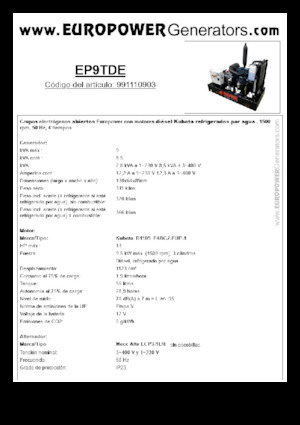 डीजल पावर जनरेटर Europower EP9TDE (MA)