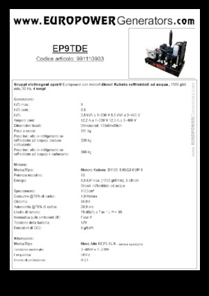 डीजल पावर जनरेटर Europower EP9TDE (MA)