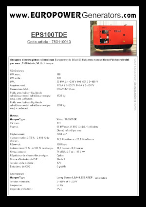 डीजल पावर जनरेटर Europower EPS100TDE (LS)