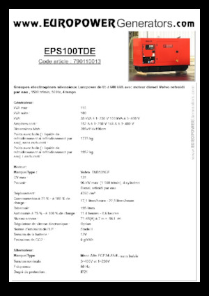 डीजल पावर जनरेटर Europower EPS100TDE (MA)
