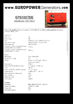 डीजल पावर जनरेटर Europower EPS100TDE (MA)