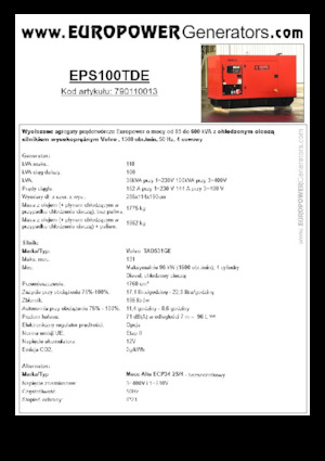डीजल पावर जनरेटर Europower EPS100TDE (MA)