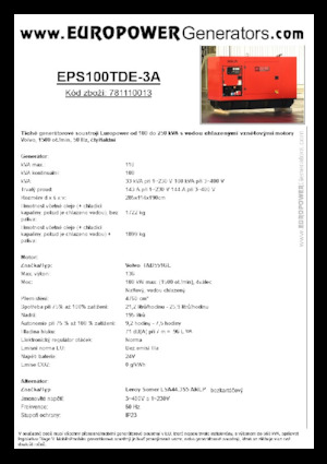 डीजल पावर जनरेटर Europower EPS100TDE-3A (LS)