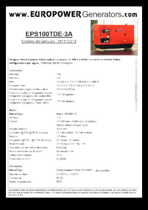 डीजल पावर जनरेटर Europower EPS100TDE-3A (LS)