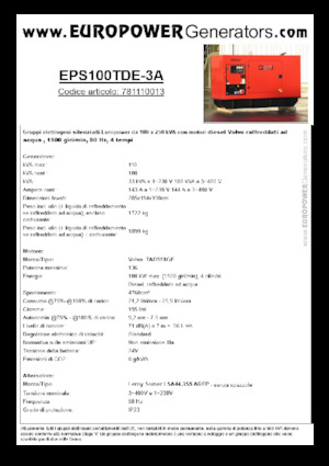 डीजल पावर जनरेटर Europower EPS100TDE-3A (LS)