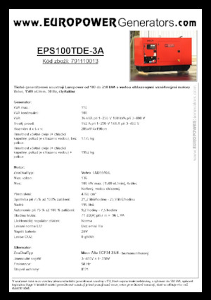 डीजल पावर जनरेटर Europower EPS100TDE-3A (MA)