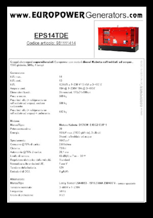 डीजल पावर जनरेटर Europower EPS14TDE (LS)
