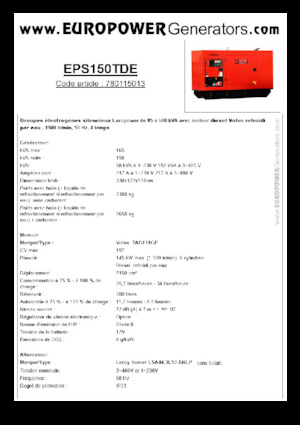डीजल पावर जनरेटर Europower EPS150TDE (LS)