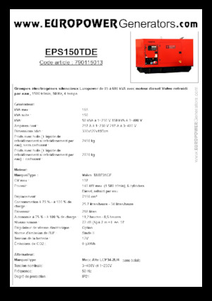 डीजल पावर जनरेटर Europower EPS150TDE (MA)