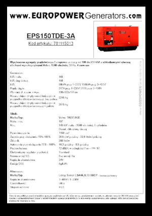 डीजल पावर जनरेटर Europower EPS150TDE-3A (LS)