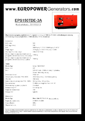 डीजल पावर जनरेटर Europower EPS150TDE-3A (MA)