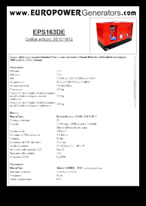 डीजल पावर जनरेटर Europower EPS163DE (S)