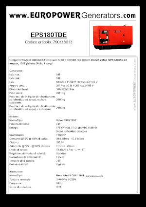 डीजल पावर जनरेटर Europower EPS180TDE (MA)