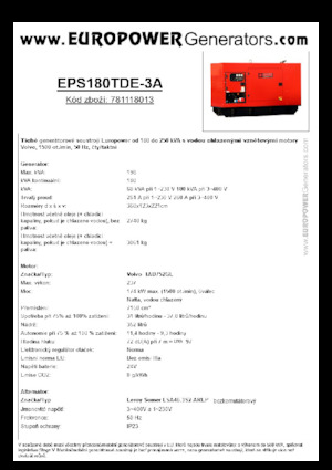 डीजल पावर जनरेटर Europower EPS180TDE-3A (LS)