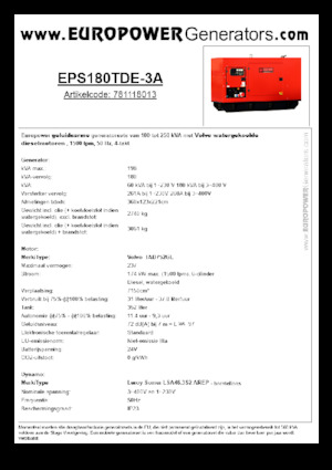डीजल पावर जनरेटर Europower EPS180TDE-3A (LS)