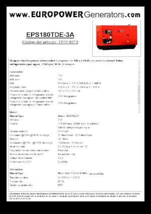 डीजल पावर जनरेटर Europower EPS180TDE-3A (MA)