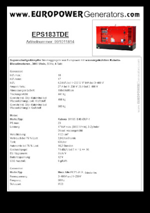 डीजल पावर जनरेटर Europower EPS183TDE (MA)