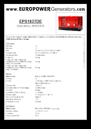 डीजल पावर जनरेटर Europower EPS183TDE (MA)