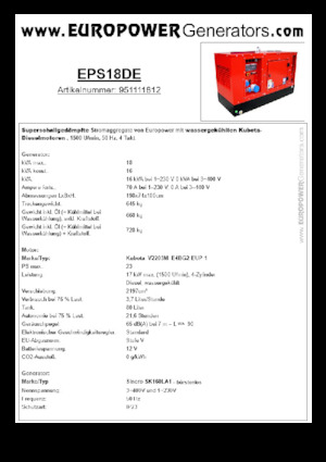 डीजल पावर जनरेटर Europower EPS18DE (S)