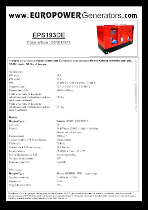 डीजल पावर जनरेटर Europower EPS193DE (S)