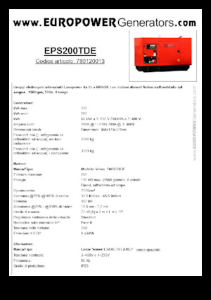 डीजल पावर जनरेटर Europower EPS200TDE (LS)