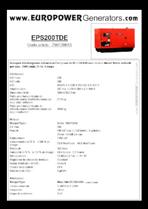 डीजल पावर जनरेटर Europower EPS200TDE (MA)