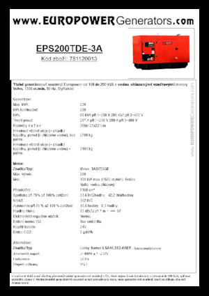 डीजल पावर जनरेटर Europower EPS200TDE-3A (LS)