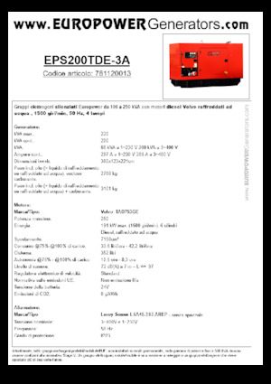 डीजल पावर जनरेटर Europower EPS200TDE-3A (LS)