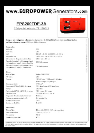 डीजल पावर जनरेटर Europower EPS200TDE-3A (MA)