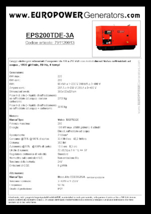 डीजल पावर जनरेटर Europower EPS200TDE-3A (MA)