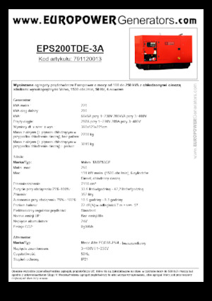 डीजल पावर जनरेटर Europower EPS200TDE-3A (MA)