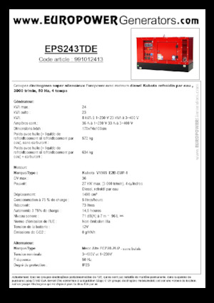 डीजल पावर जनरेटर Europower EPS243TDE (MA)