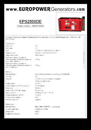 डीजल पावर जनरेटर Europower EPS2500DE (MA)