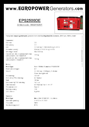 डीजल पावर जनरेटर Europower EPS2500DE (MA)