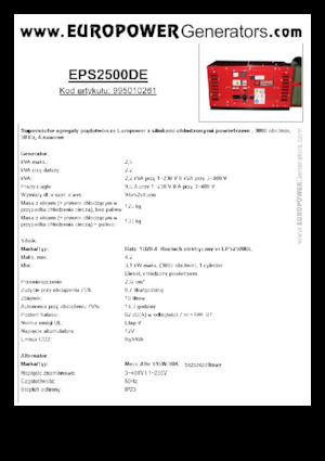 डीजल पावर जनरेटर Europower EPS2500DE (MA)