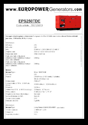डीजल पावर जनरेटर Europower EPS250TDE (LS)