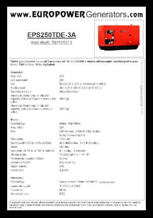 डीजल पावर जनरेटर Europower EPS250TDE-3A (LS)