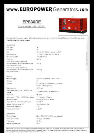 डीजल पावर जनरेटर Europower EPS30DE (MA)