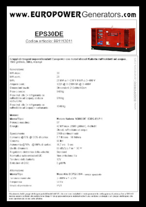 डीजल पावर जनरेटर Europower EPS30DE (MA)