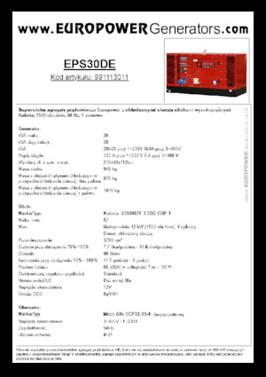 डीजल पावर जनरेटर Europower EPS30DE (MA)