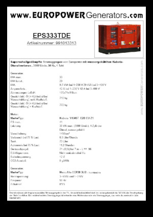 डीजल पावर जनरेटर Europower EPS333TDE (MA)