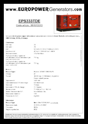 डीजल पावर जनरेटर Europower EPS333TDE (MA)