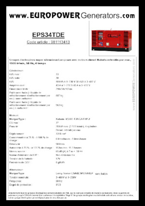 डीजल पावर जनरेटर Europower EPS34TDE (LS)