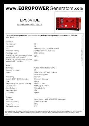 डीजल पावर जनरेटर Europower EPS34TDE (LS)