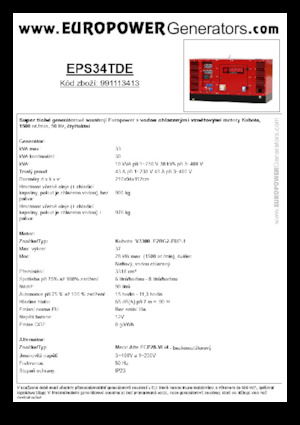 डीजल पावर जनरेटर Europower EPS34TDE (MA)