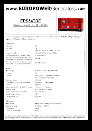 डीजल पावर जनरेटर Europower EPS34TDE (MA)