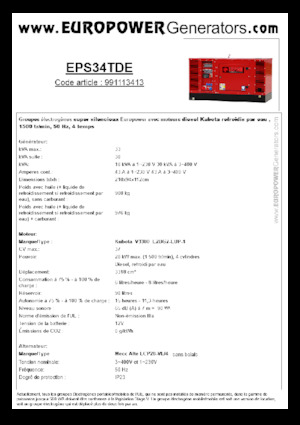 डीजल पावर जनरेटर Europower EPS34TDE (MA)