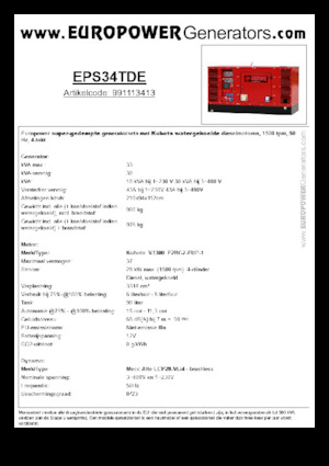 डीजल पावर जनरेटर Europower EPS34TDE (MA)