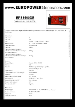 डीजल पावर जनरेटर Europower EPS3500DE (S)