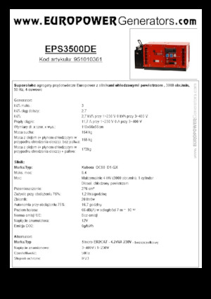 डीजल पावर जनरेटर Europower EPS3500DE (S)
